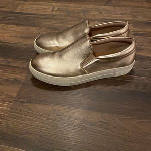 COPY - Gold slip on sneakers, by Steve Madden. Worn one time.